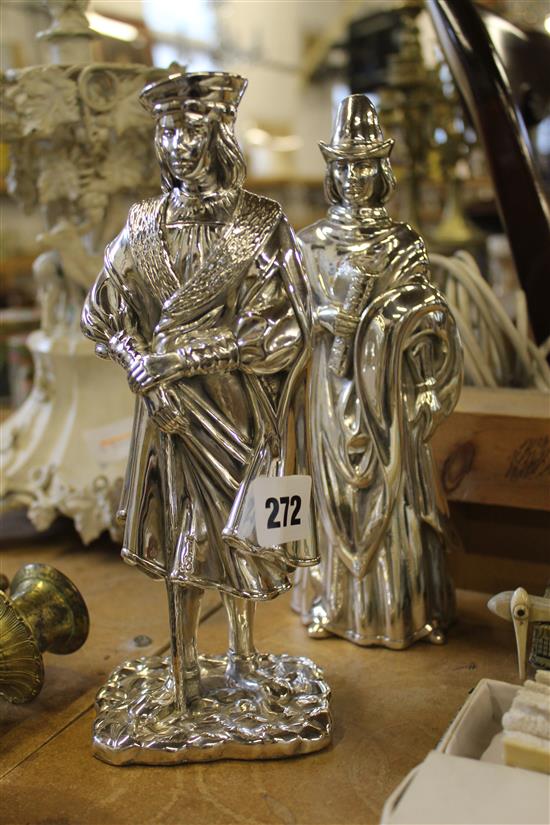 Pair of Italian silver overlaid figures